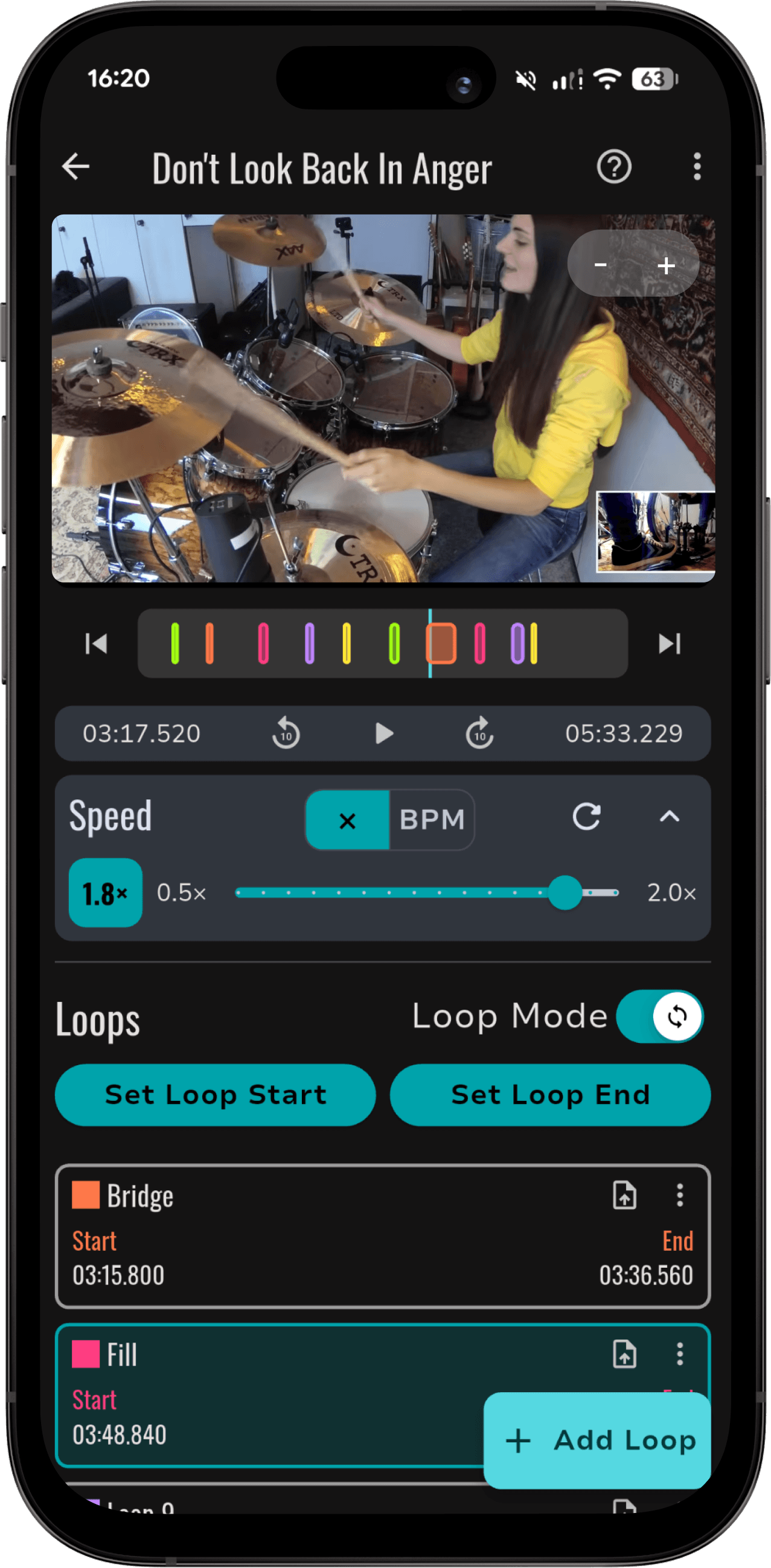 RepeatLab speed and BPM controls